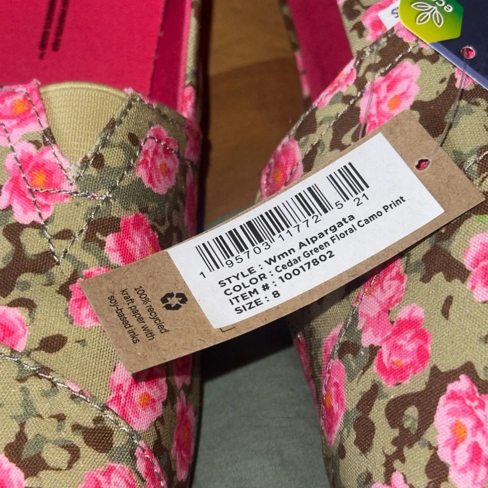 NWT Toms Alpargata Womens Floral Print Espadrilles In Green Floral Camo Multi